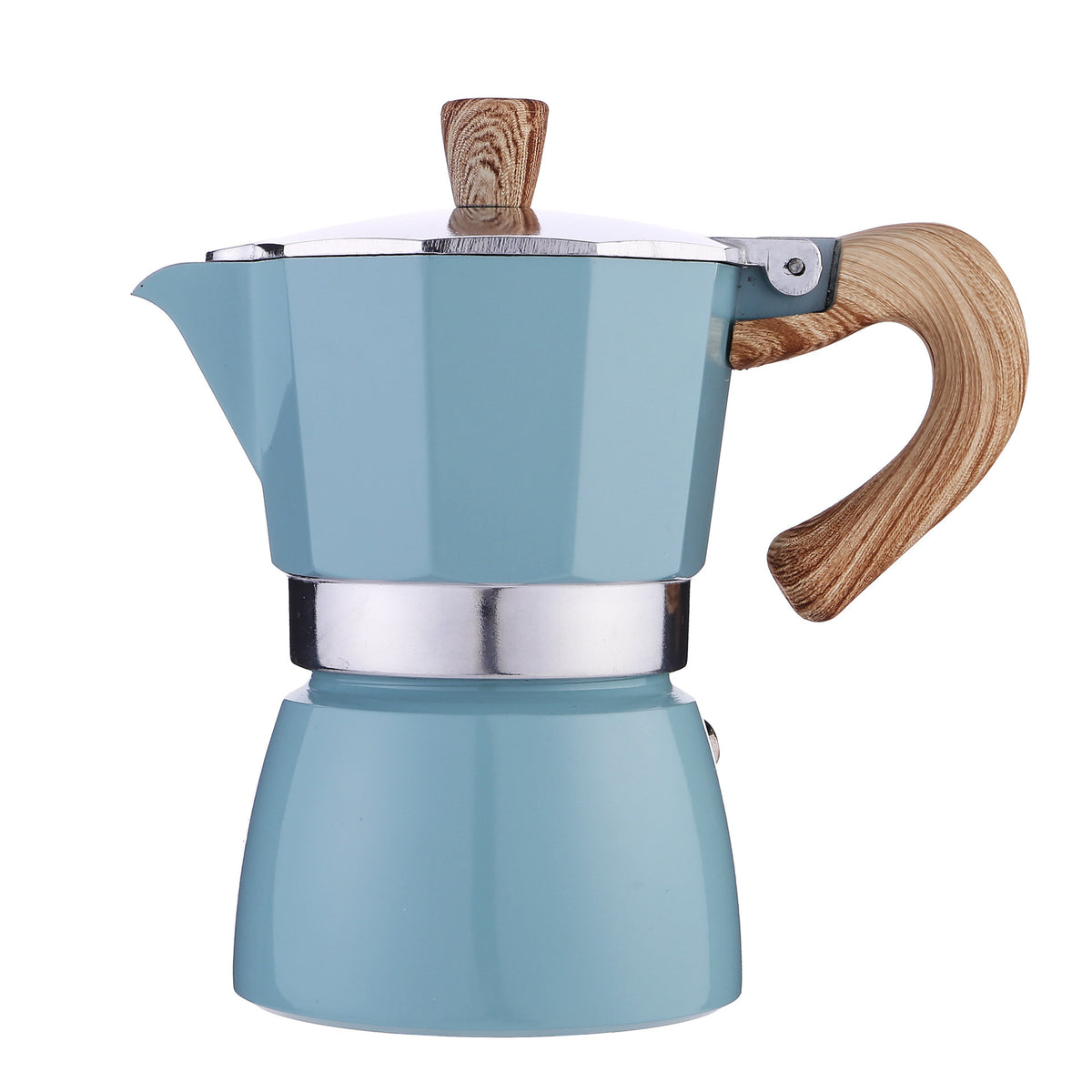 Lake-Blue Octagonal Moka Pot, 150 ml