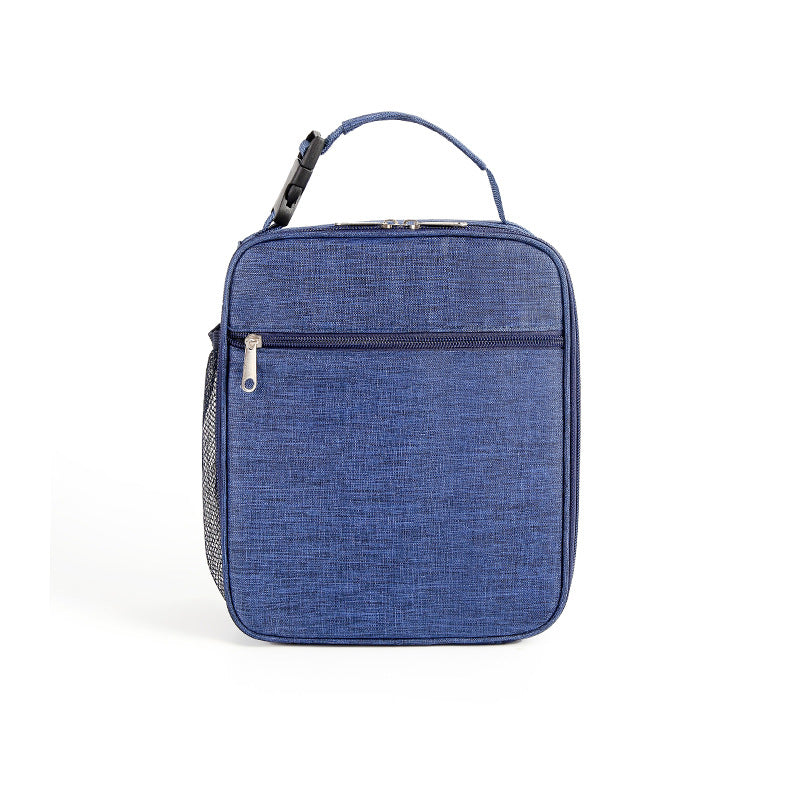 Navy Blue Zippered Lunch Bag with Carry Handle
